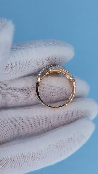 14k Rose Gold Bypass Ring with Cognac and White Diamonds View of the Entire Ring from the Side