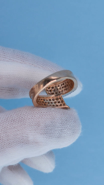 14k Rose Gold Bypass Ring with Cognac and White Diamonds View of the Back