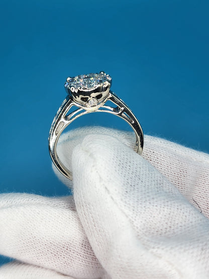 Diamond Halo Cluster Ring in 10k White Gold