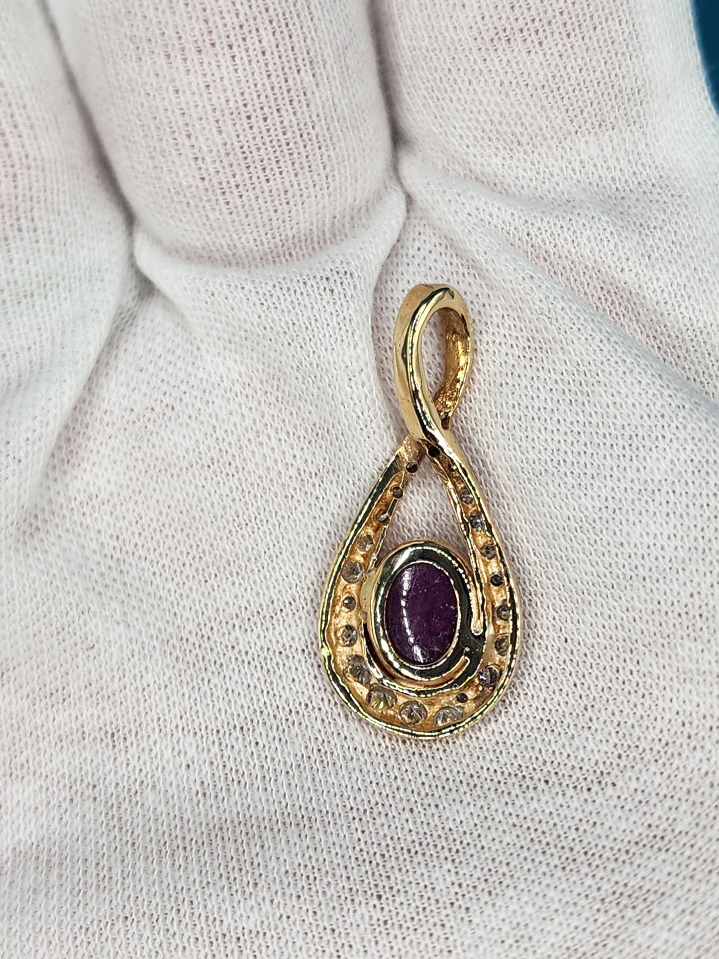 Ruby and Diamond Pendant in 14k Yellow Gold