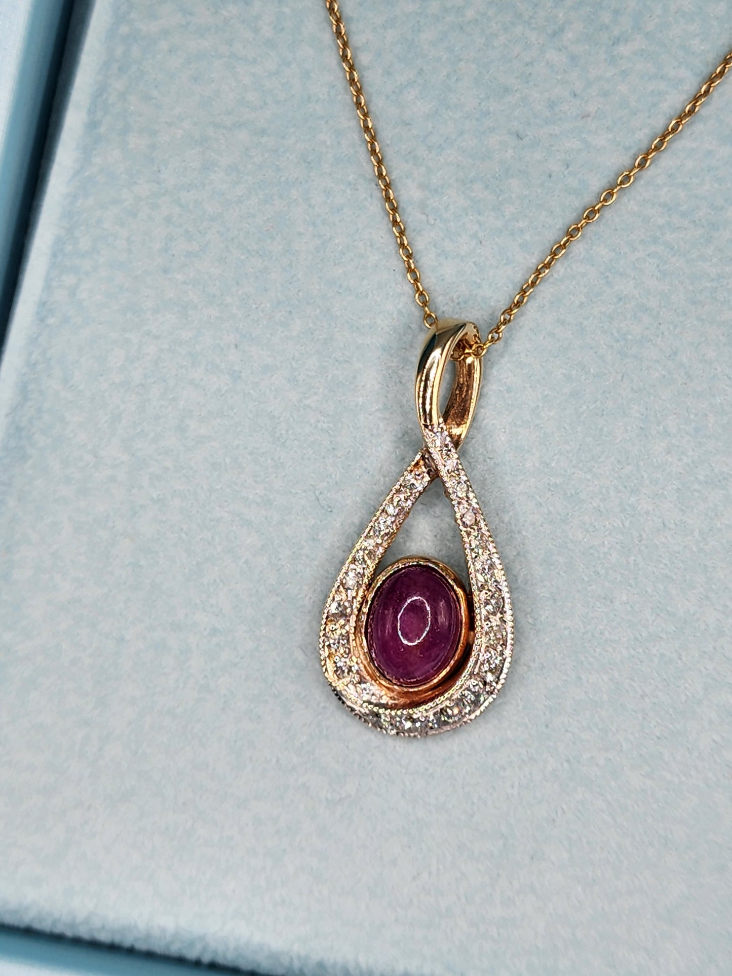 Ruby and Diamond Pendant in 14k Yellow Gold