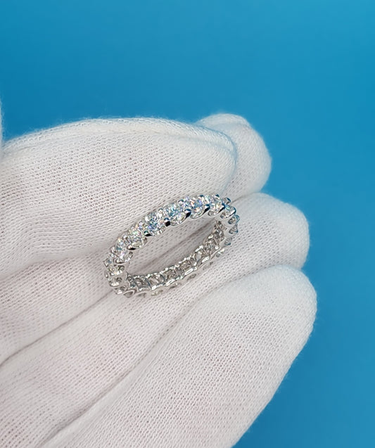 Ladies Round Brilliant Cut Diamond Eternity Band in 14k White Gold 3.4 mm