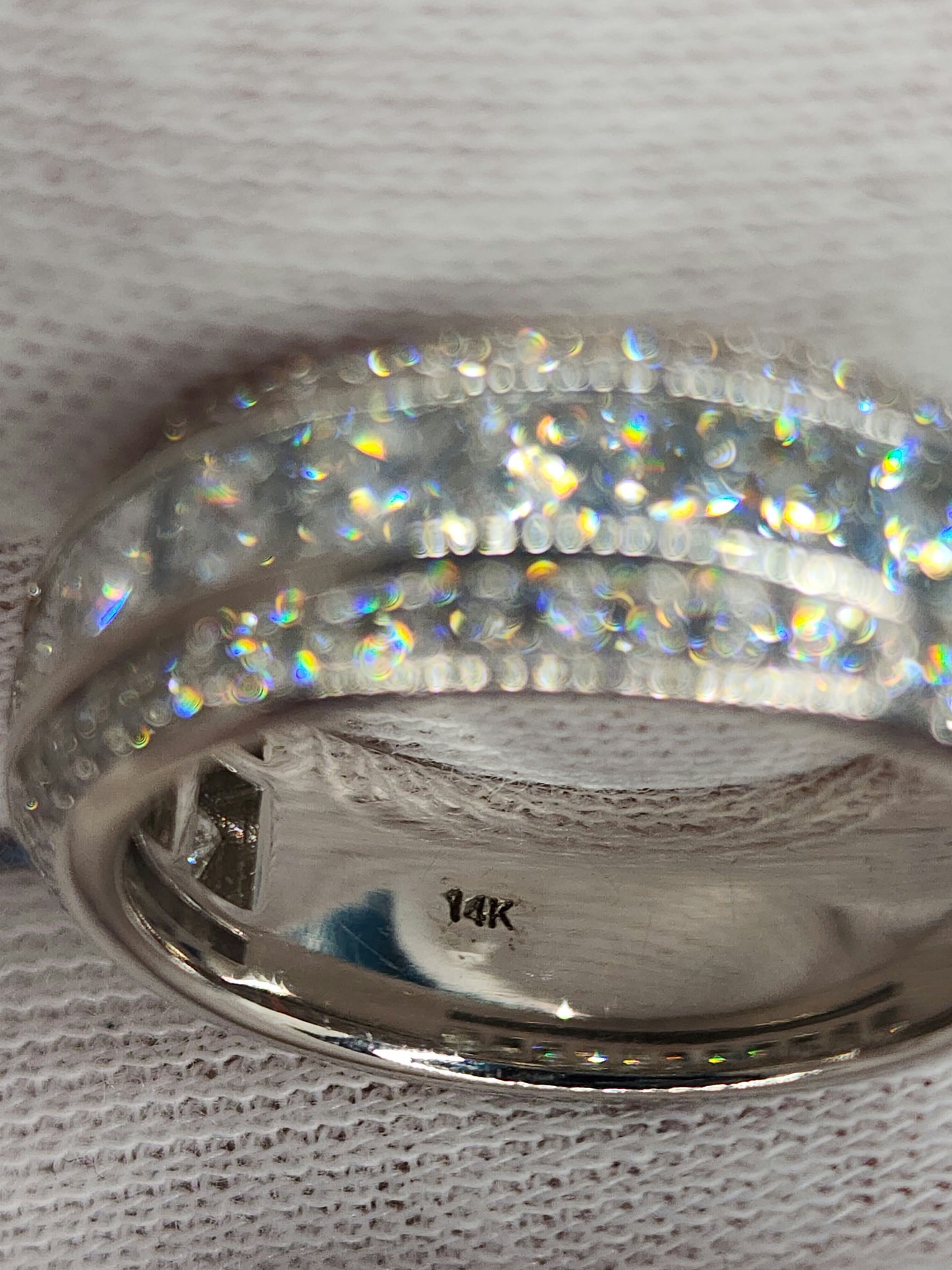 Wide Wedding/Anniversary Band in 14k White Gold with Genuine Princess and Round Cut Diamonds