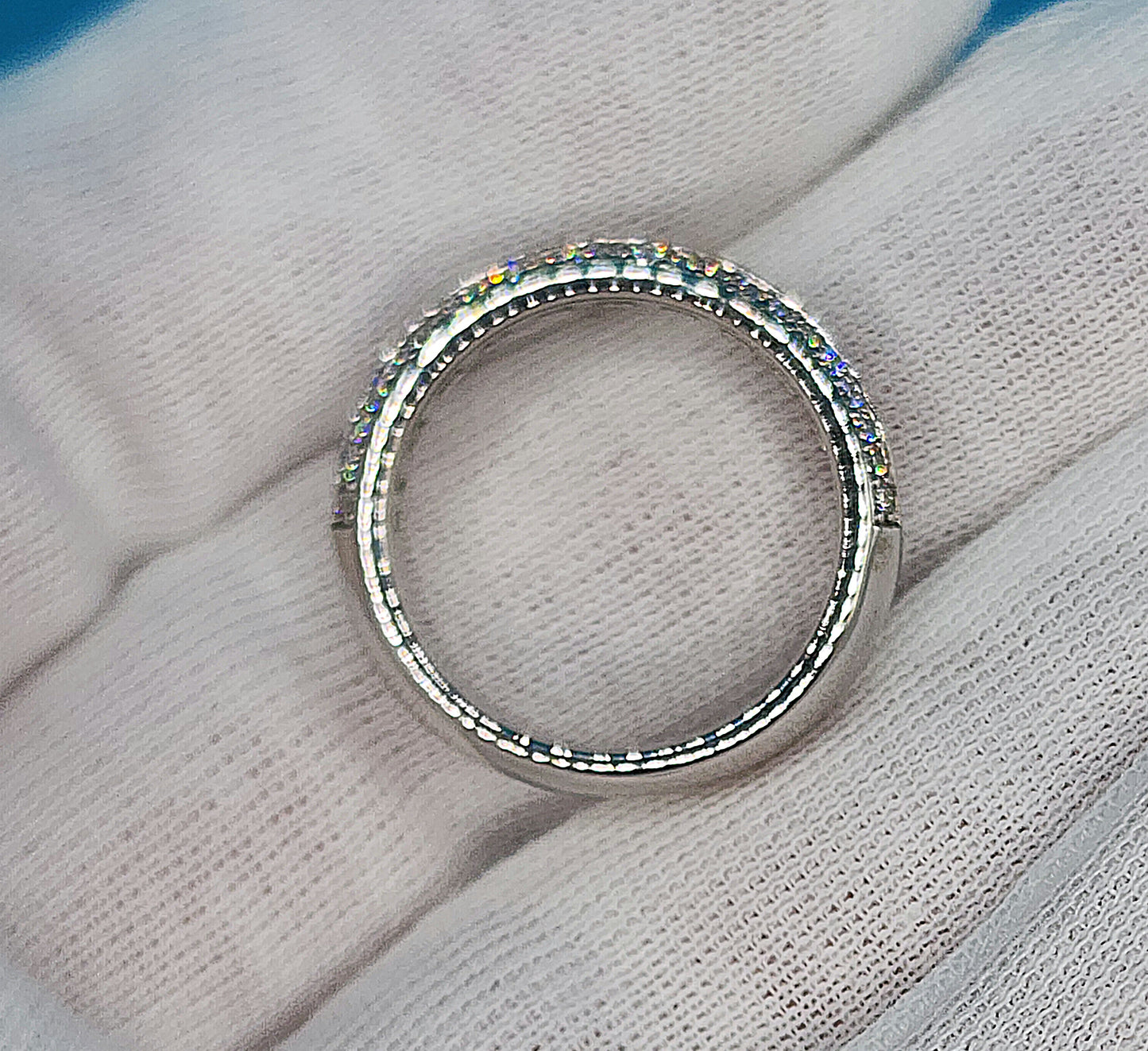 Wide Wedding/Anniversary Band in 14k White Gold with Genuine Princess and Round Cut Diamonds