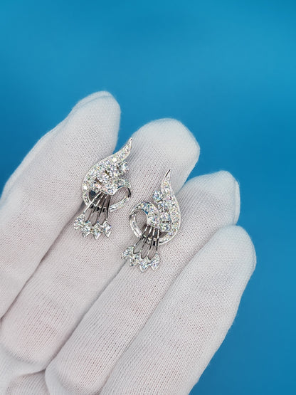 Vintage Diamond Cocktail Earrings in 18k White Gold