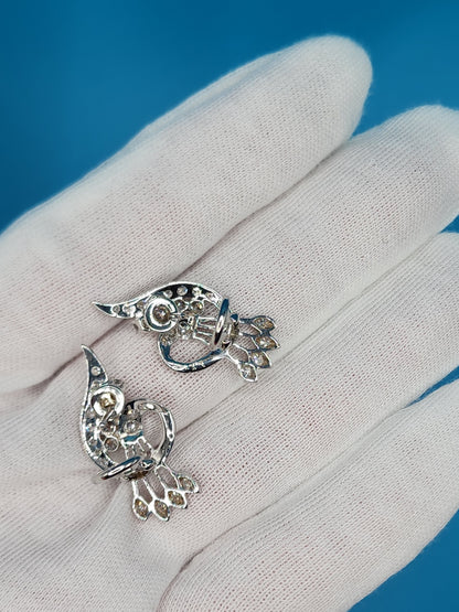 Vintage Diamond Cocktail Earrings in 18k White Gold