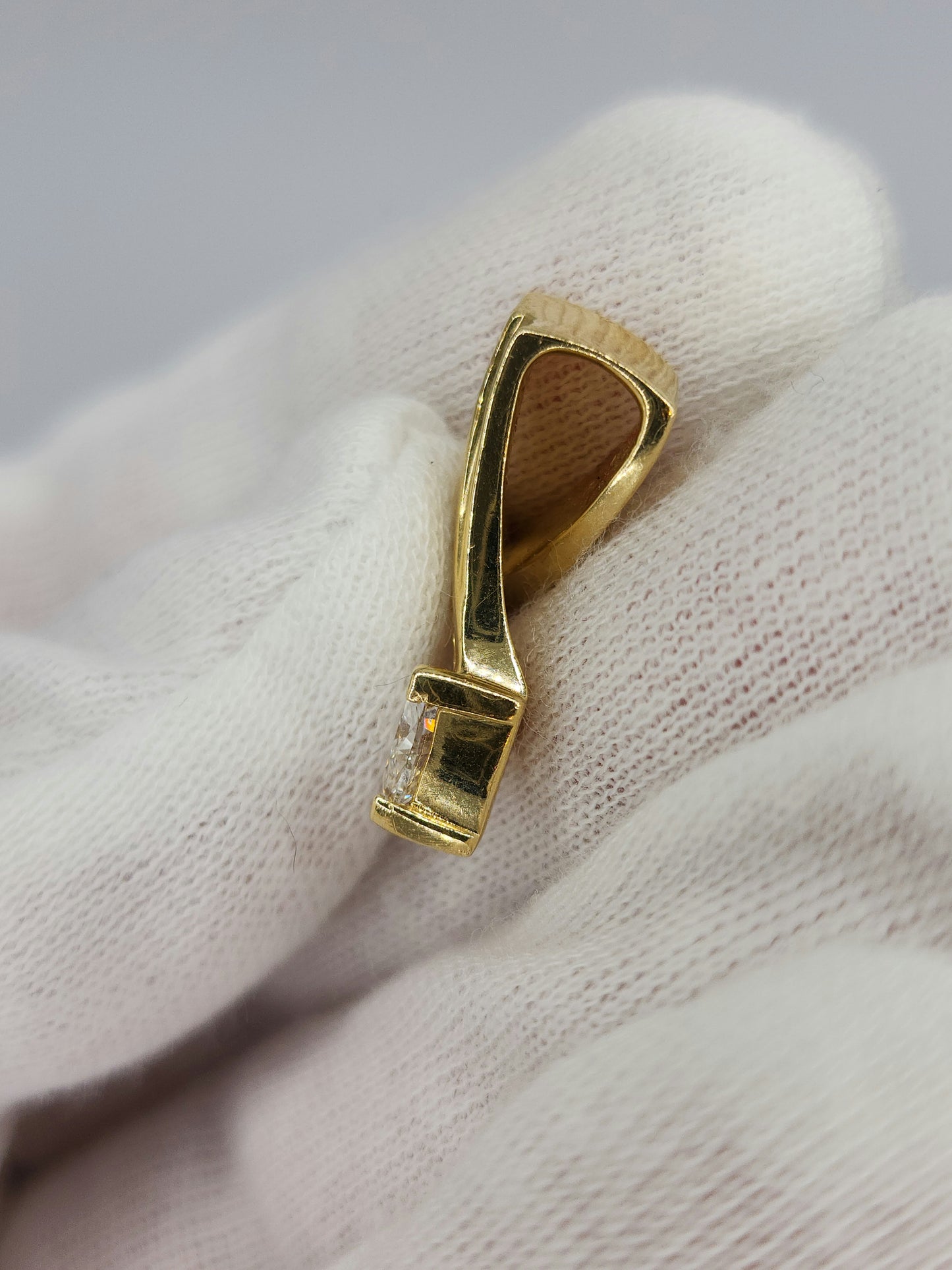 Heart Shape Diamond Pendant Slide in 14k Yellow Gold