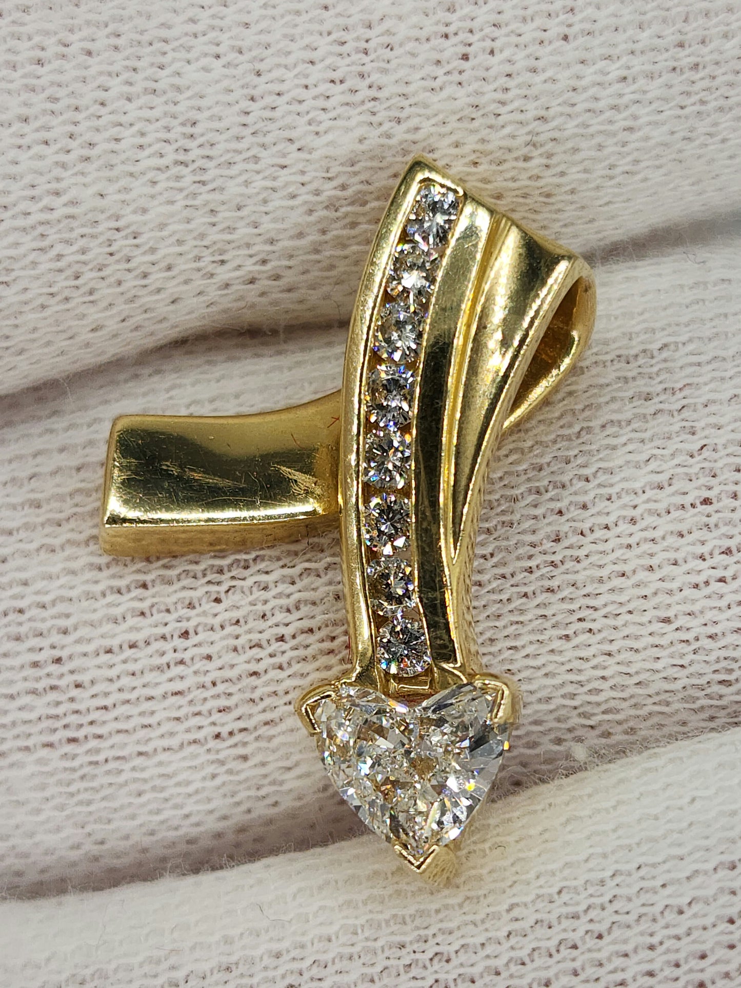 Heart Shape Diamond Pendant Slide in 14k Yellow Gold
