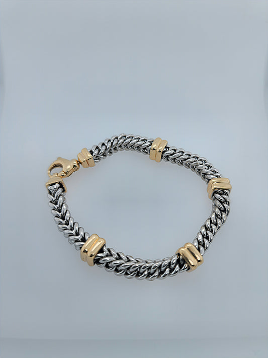 Franco Design Link Men's Bracelet in 14k White and Yellow Gold 27.8 Grams