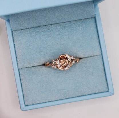 Enchanted Disney Belle Diamond Rose Ring in 10k Rose Gold