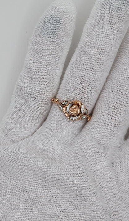 Enchanted Disney Belle Diamond Rose Ring in 10k Rose Gold