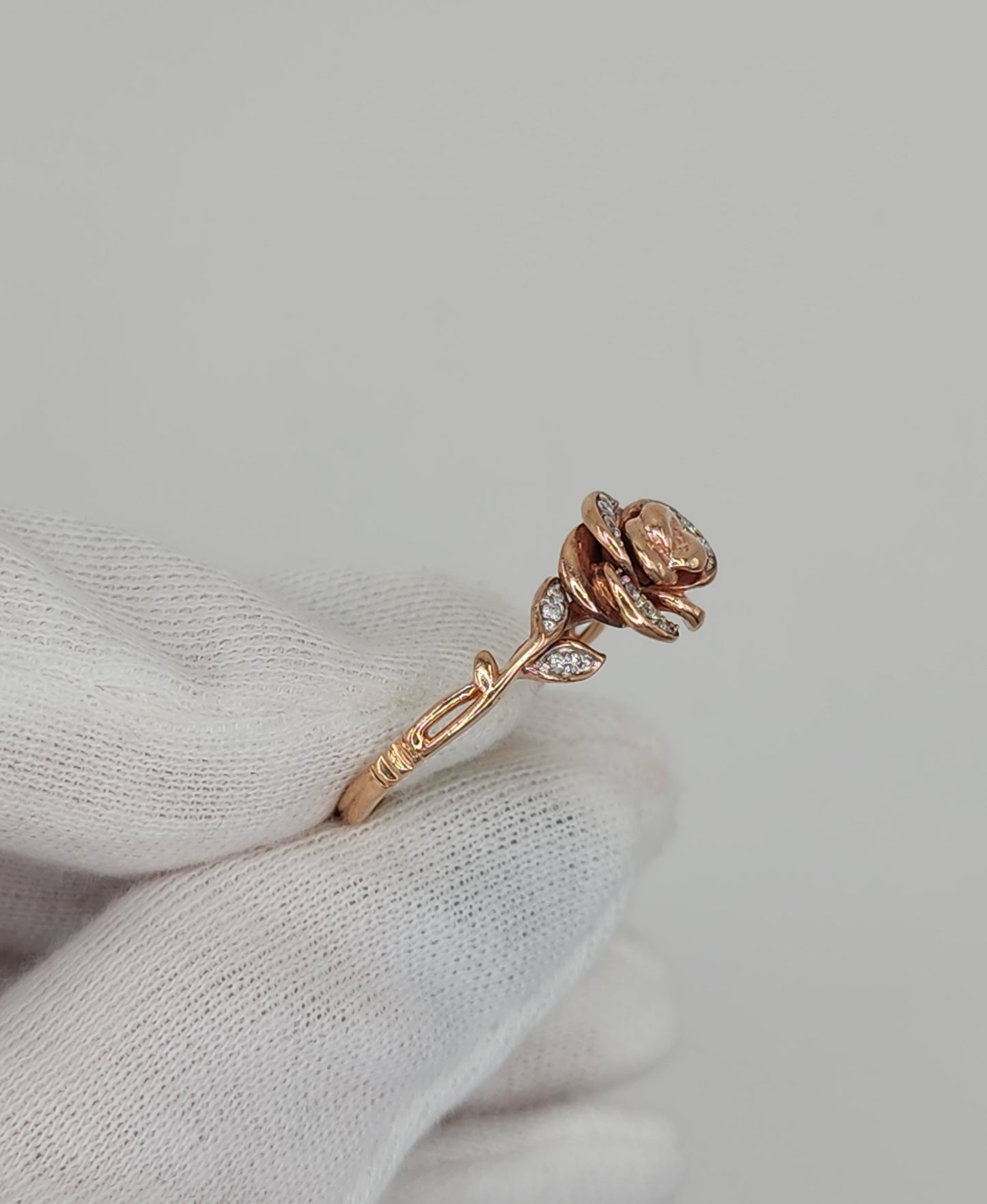 Enchanted Disney Belle Diamond Rose Ring in 10k Rose Gold