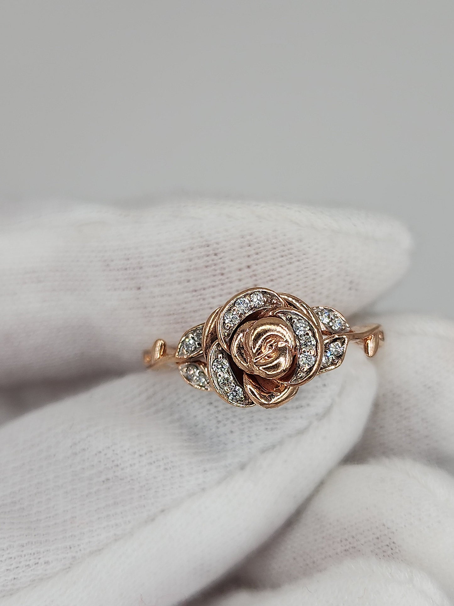 Enchanted Disney Belle Diamond Rose Ring in 10k Rose Gold