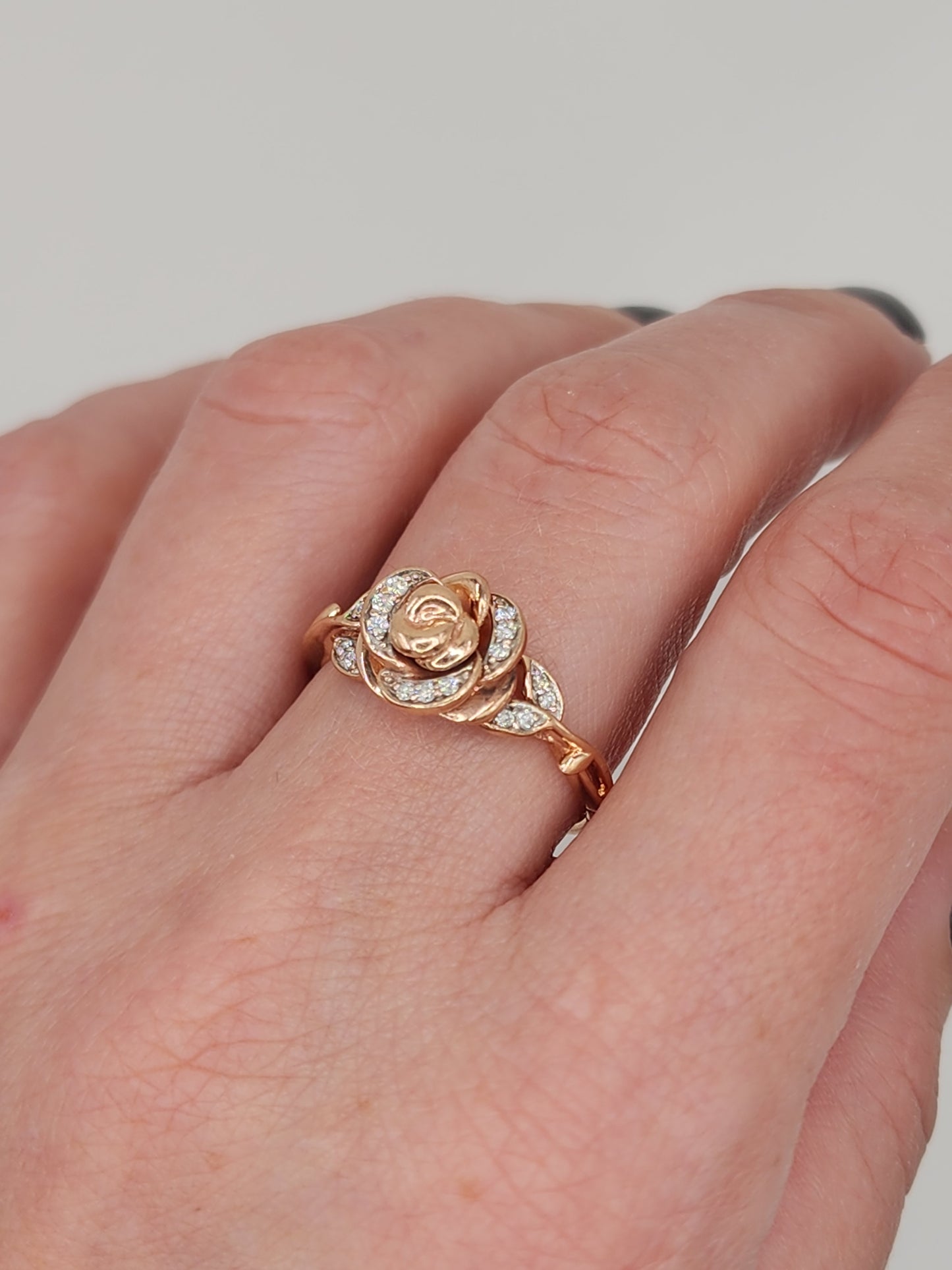 Enchanted Disney Belle Diamond Rose Ring in 10k Rose Gold