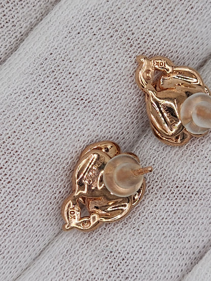 Enchanted Disney Belle Diamond Rose Stud Earrings in 10K Rose Gold