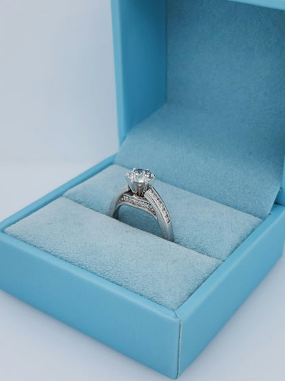 1.02 ct Natural Salt and Pepper Diamond Engagement Ring in 14k White Gold