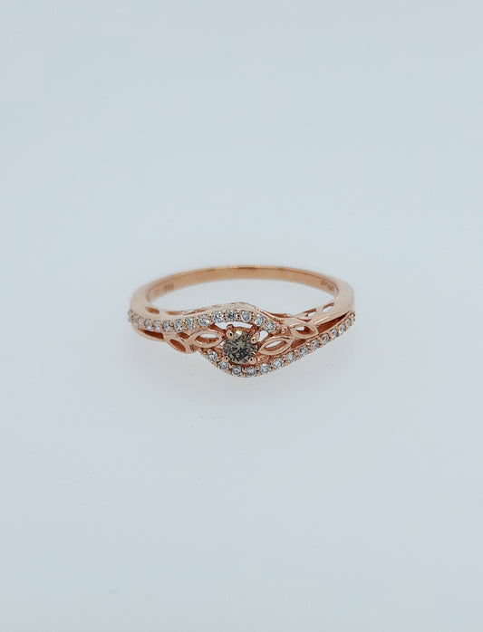 LeVian Small Chocolate and Vanilla Diamonds Ring in 14k Rose/Strawberry Gold