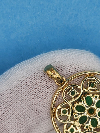 EFFY Emerald and Diamond Round Pendant in 14k Yellow Gold