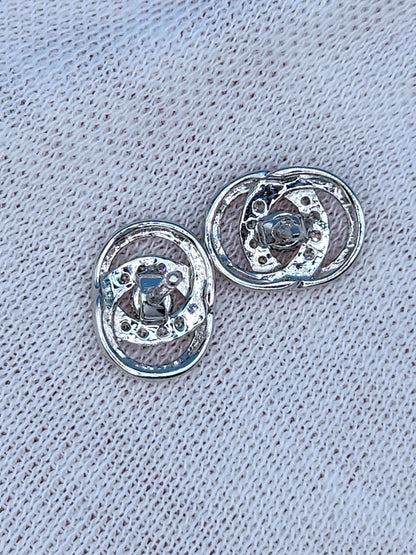 Fancy Design Diamond Stud Earrings in 10k White Gold