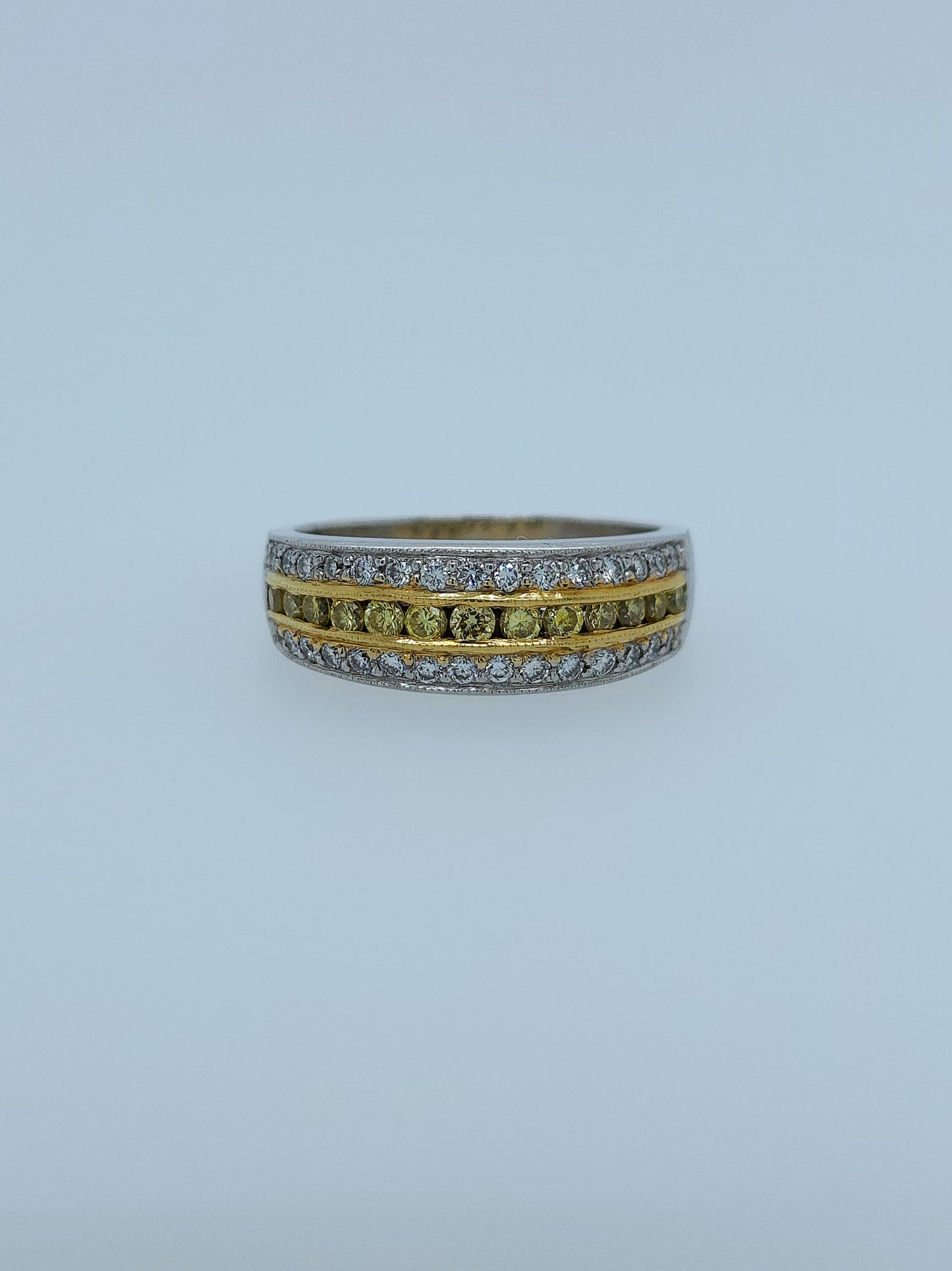 JB STAR Pave Fancy Yellow & White Diamond Band in Platinum and 18K Yellow Gold