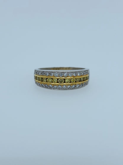 JB STAR Pave Fancy Yellow & White Diamond Band in Platinum and 18K Yellow Gold