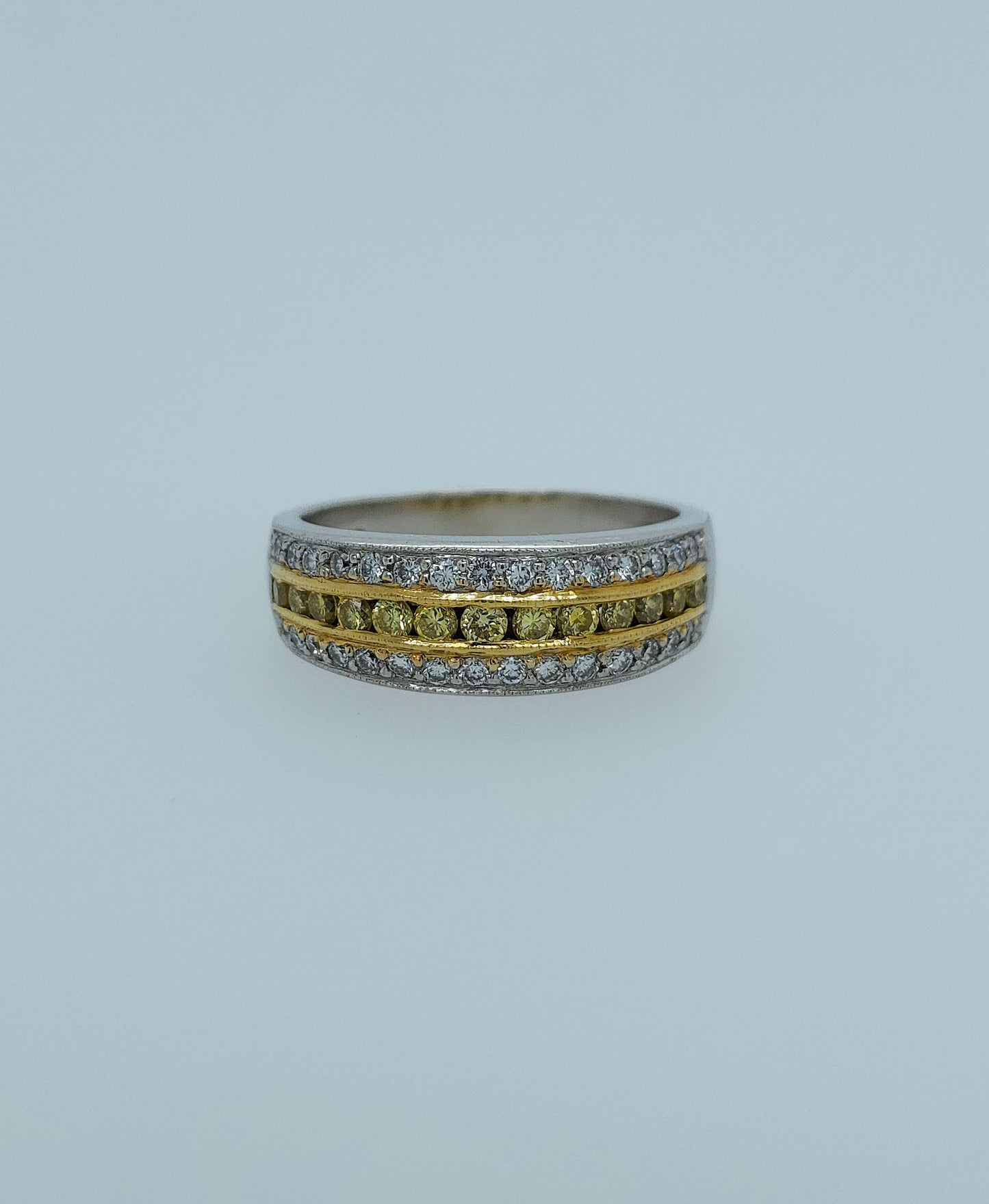 JB STAR Pave Fancy Yellow & White Diamond Band in Platinum and 18K Yellow Gold