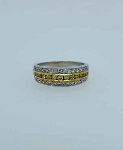 JB STAR Pave Fancy Yellow & White Diamond Band in Platinum and 18K Yellow Gold