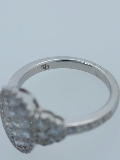 Ladies Oval Diamond Cluster Cocktail Ring in 18k White Gold