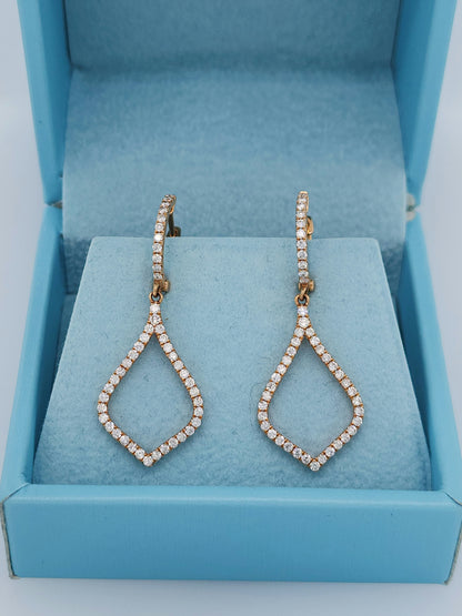 Odelia Diamond Drop Dangling Earrings in 18k Rose Gold