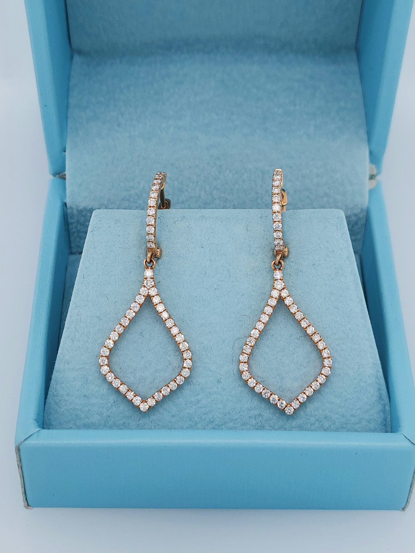 Odelia Diamond Drop Dangling Earrings in 18k Rose Gold