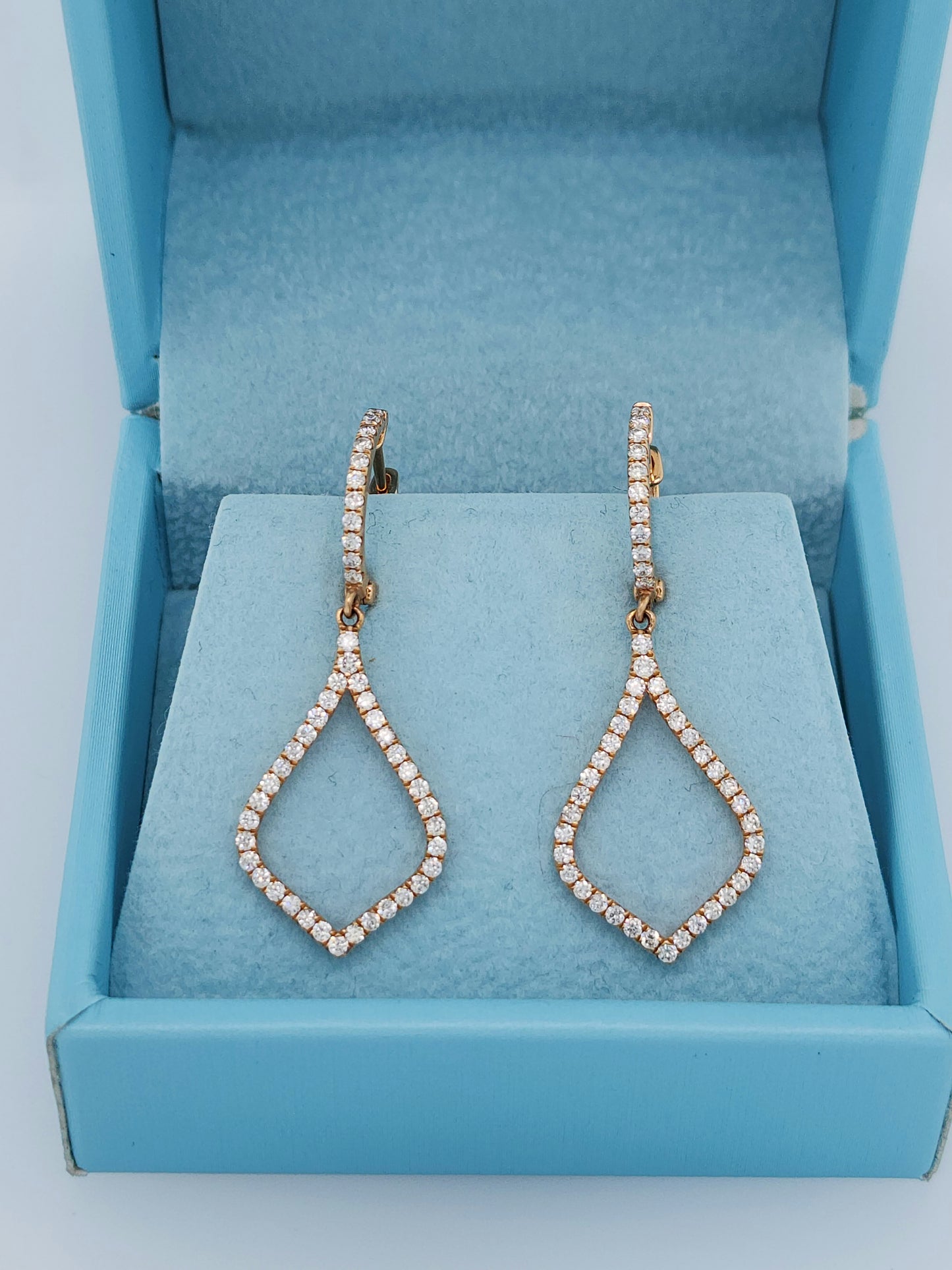 Odelia Diamond Drop Dangling Earrings in 18k Rose Gold