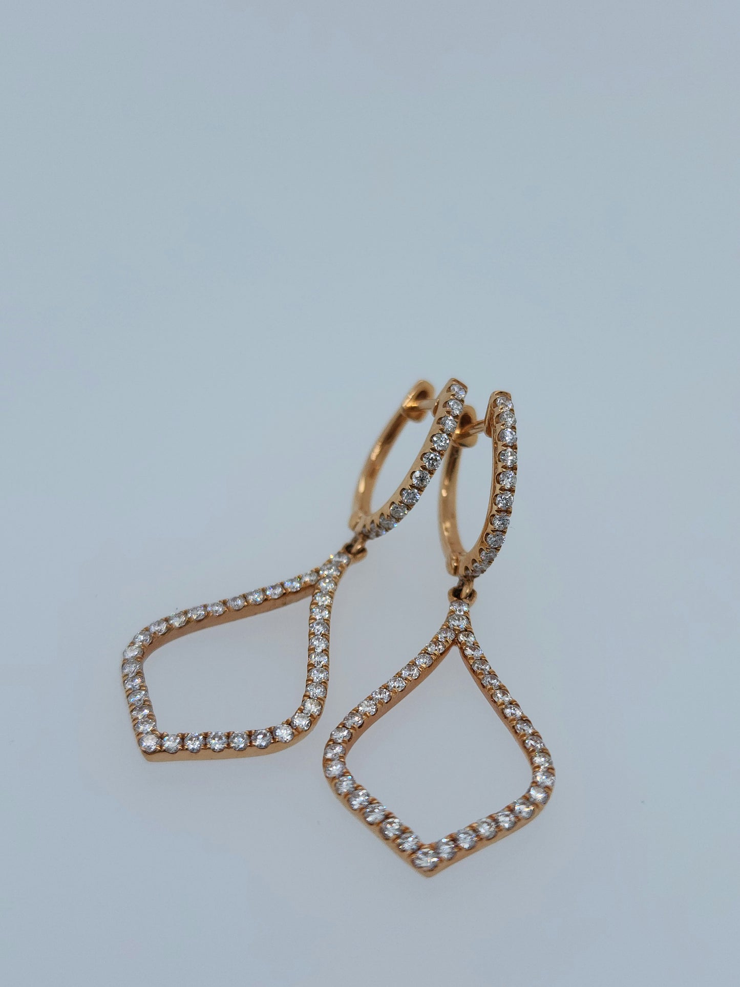 Odelia Diamond Drop Dangling Earrings in 18k Rose Gold