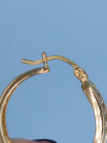 14k Yellow Gold Diamond Hoop Earrings - 1 Carat TW Channel Set, 1-Inch Diameter