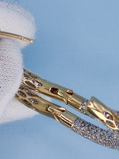 14k Yellow Gold 3-Row Pave Diamond Hoop Earrings | Inside-Out 2.00ct TW, 1.3" Hoops, Safety Lock