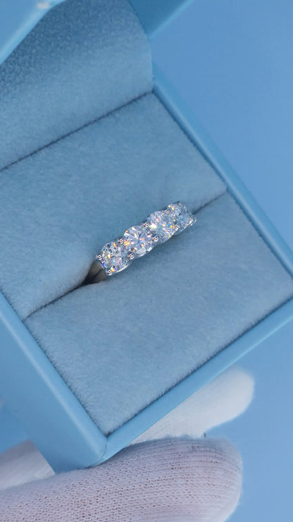14k Two-Tone Gold Five Stone Natural Diamond Band Ring | 2.30 Carat TW Genuine Diamonds, White & Yellow Gold, Shared Prongs Setting, Size 6.5