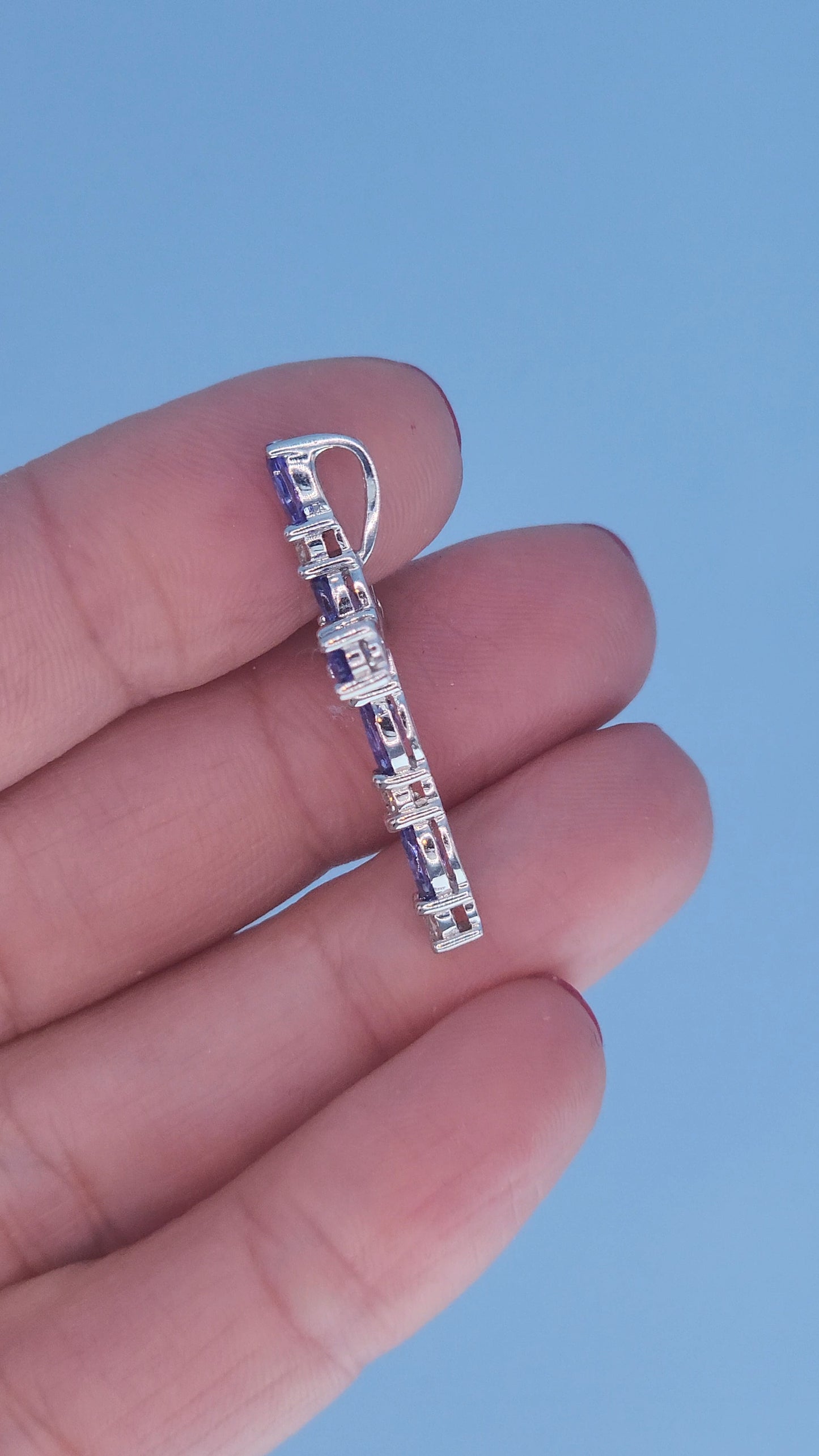Effy 14k White Gold Tanzanite and Diamond Cross Pendant Necklace – 1.20 CTW Tanzanite, 0.20 CTW Diamond, 18" Chain