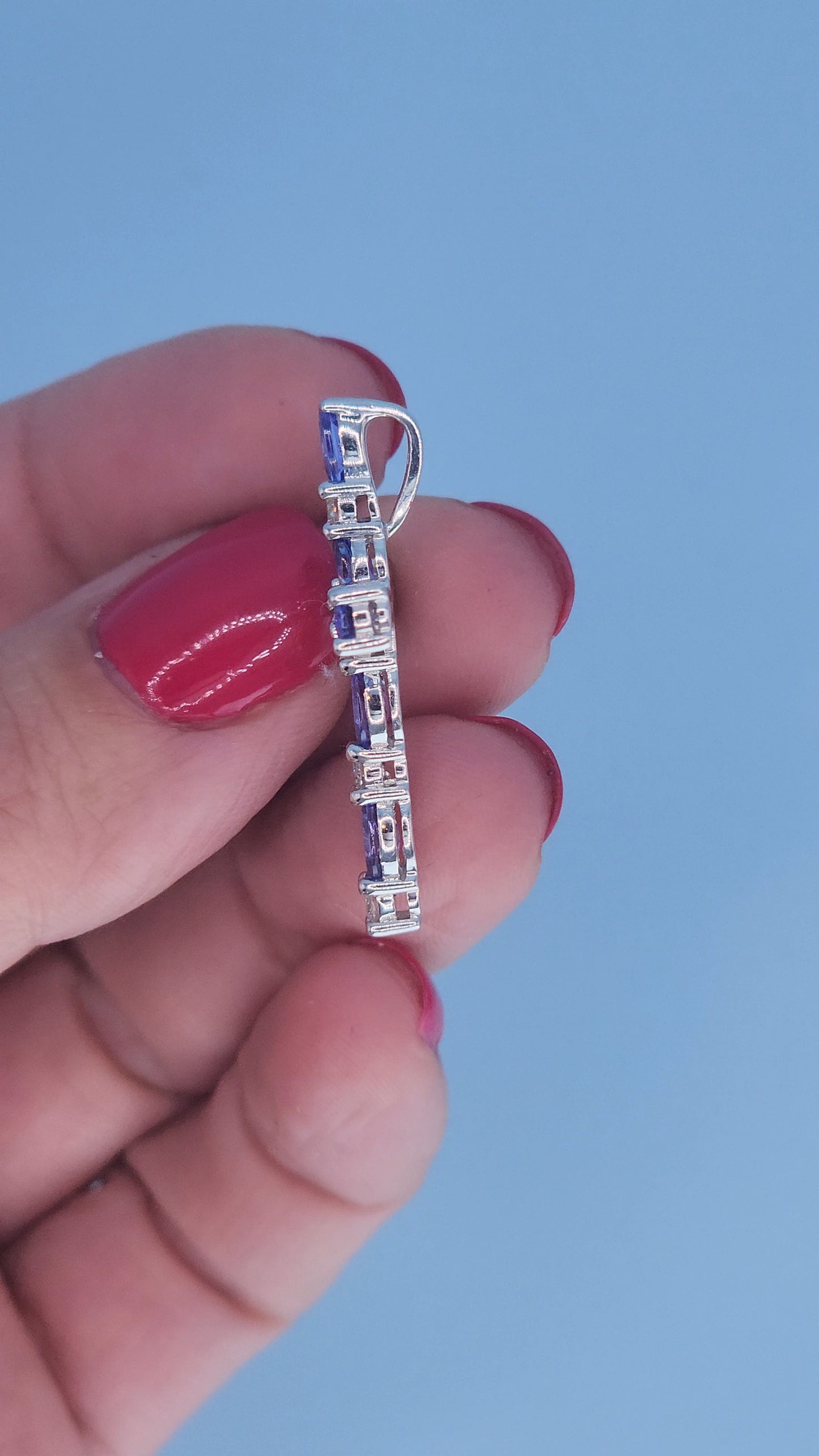 Effy 14k White Gold Tanzanite and Diamond Cross Pendant Necklace – 1.20 CTW Tanzanite, 0.20 CTW Diamond, 18" Chain