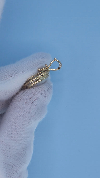 14k Yellow Gold Freeform Pendant with Cabochon Pear Opal & Diamond Accents – Omega Chain Compatible