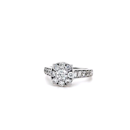 Ladies Diamond Cluster Engagement Ring 1.32 CTW in 14k White Gold