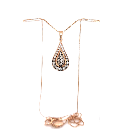 Teardrop Diamond Cluster Pendant Necklace in 10k Rose Gold 18"