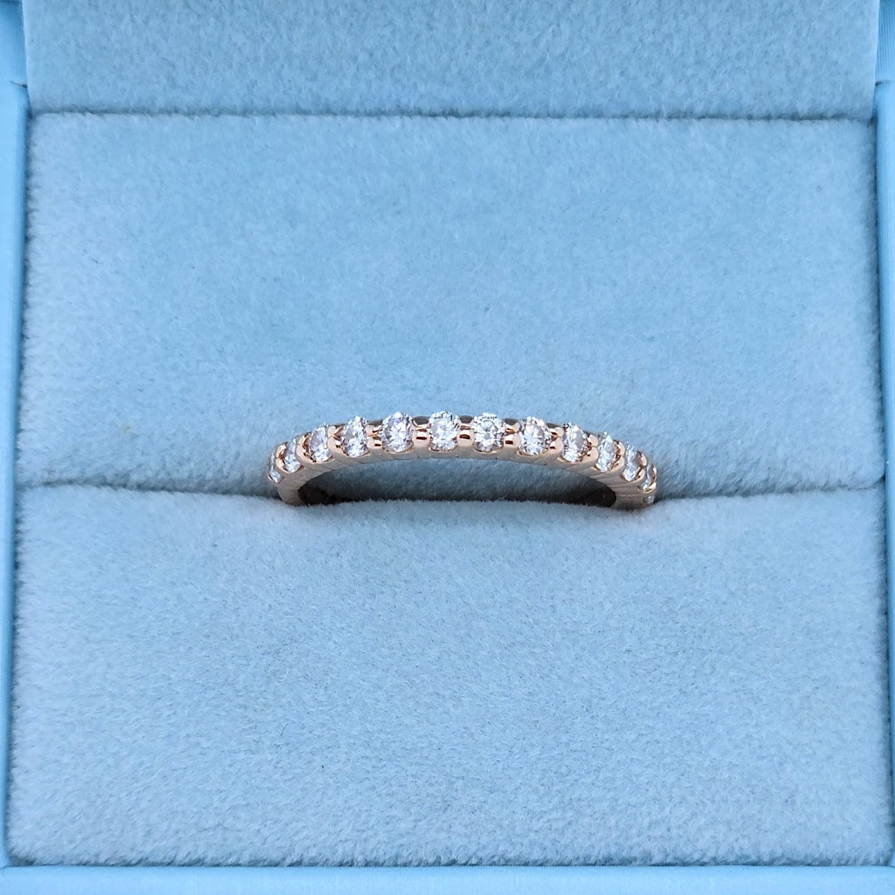 14k Rose Gold Half Eternity Diamond Band for Women – 0.75 Carat Natural Diamonds, Shared Prong Setting, Size 9.5, Elegant Wedding or Anniversary Ring