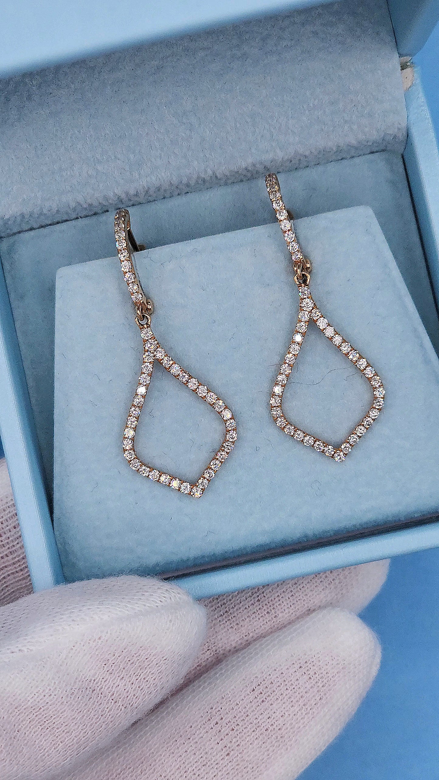 Odelia Diamond Drop Dangling Earrings in 18k Rose Gold