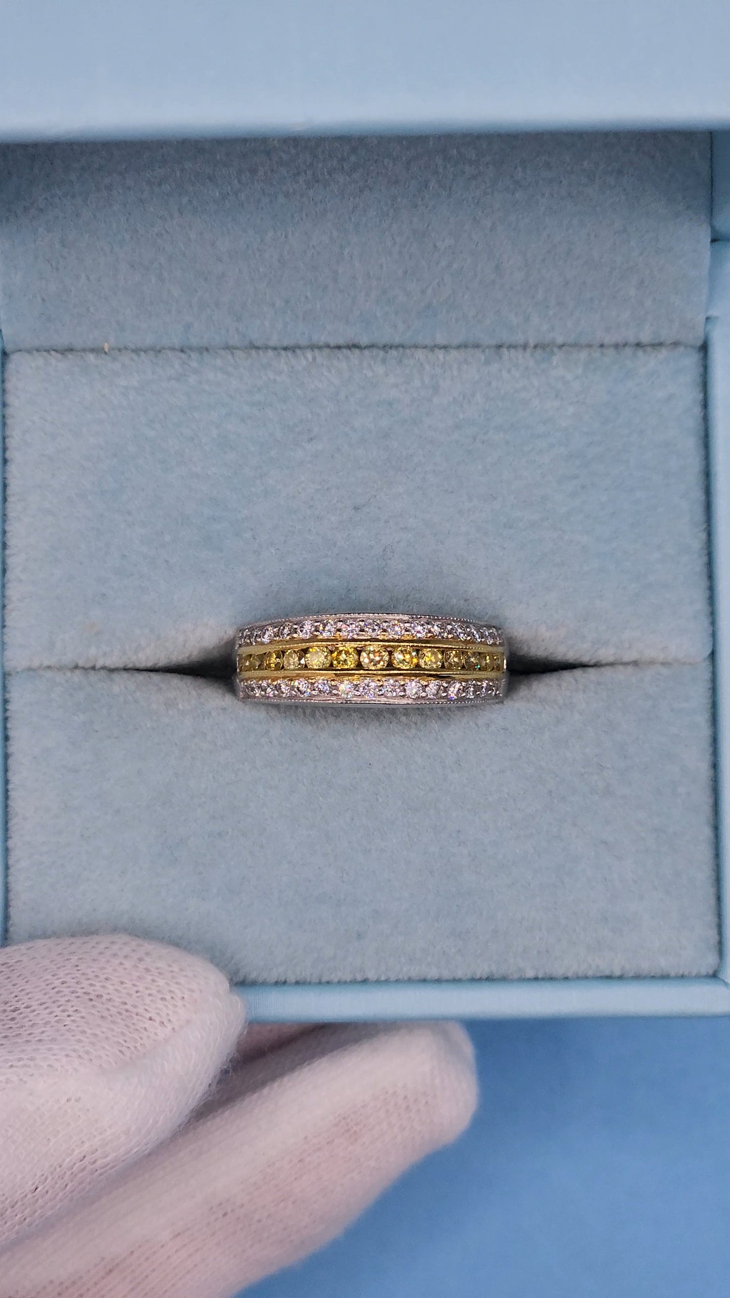 JB STAR Pave Fancy Yellow & White Diamond Band in Platinum and 18K Yellow Gold