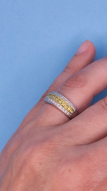 JB STAR Pave Fancy Yellow & White Diamond Band in Platinum and 18K Yellow Gold