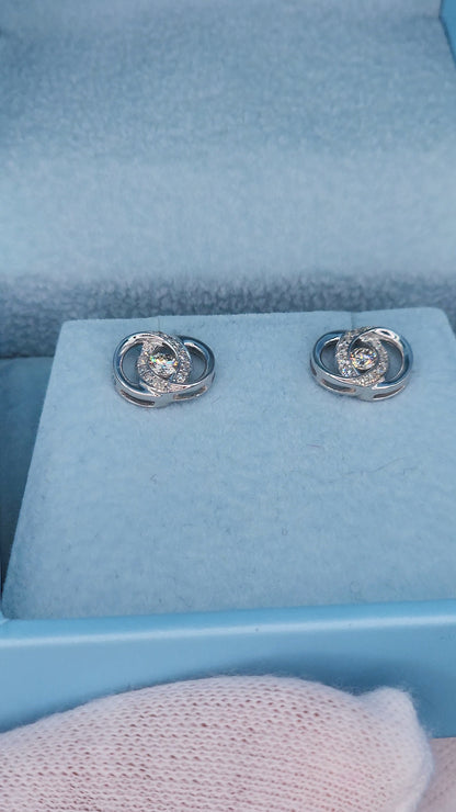 Fancy Design Diamond Stud Earrings in 10k White Gold