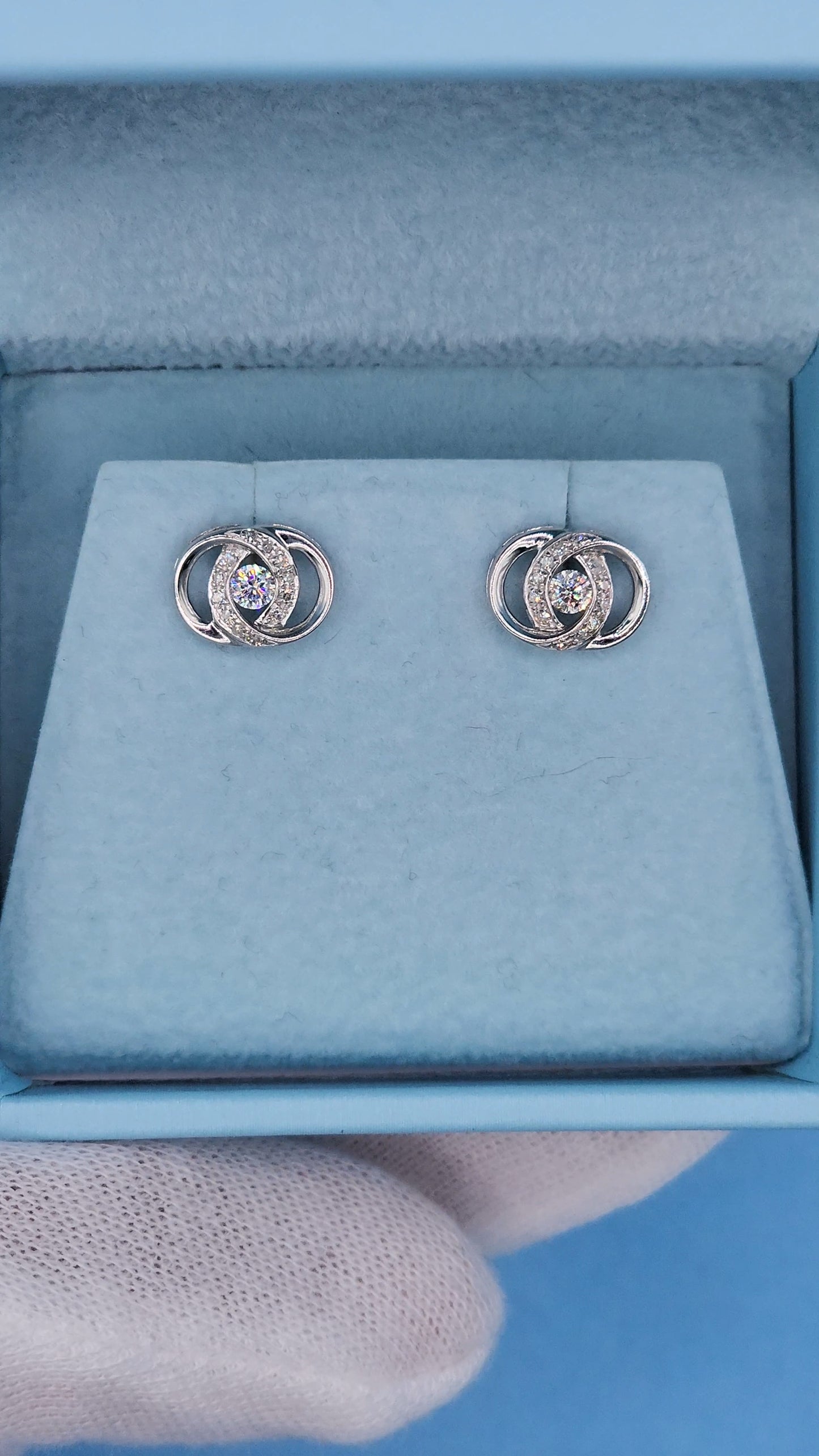 Fancy Design Diamond Stud Earrings in 10k White Gold