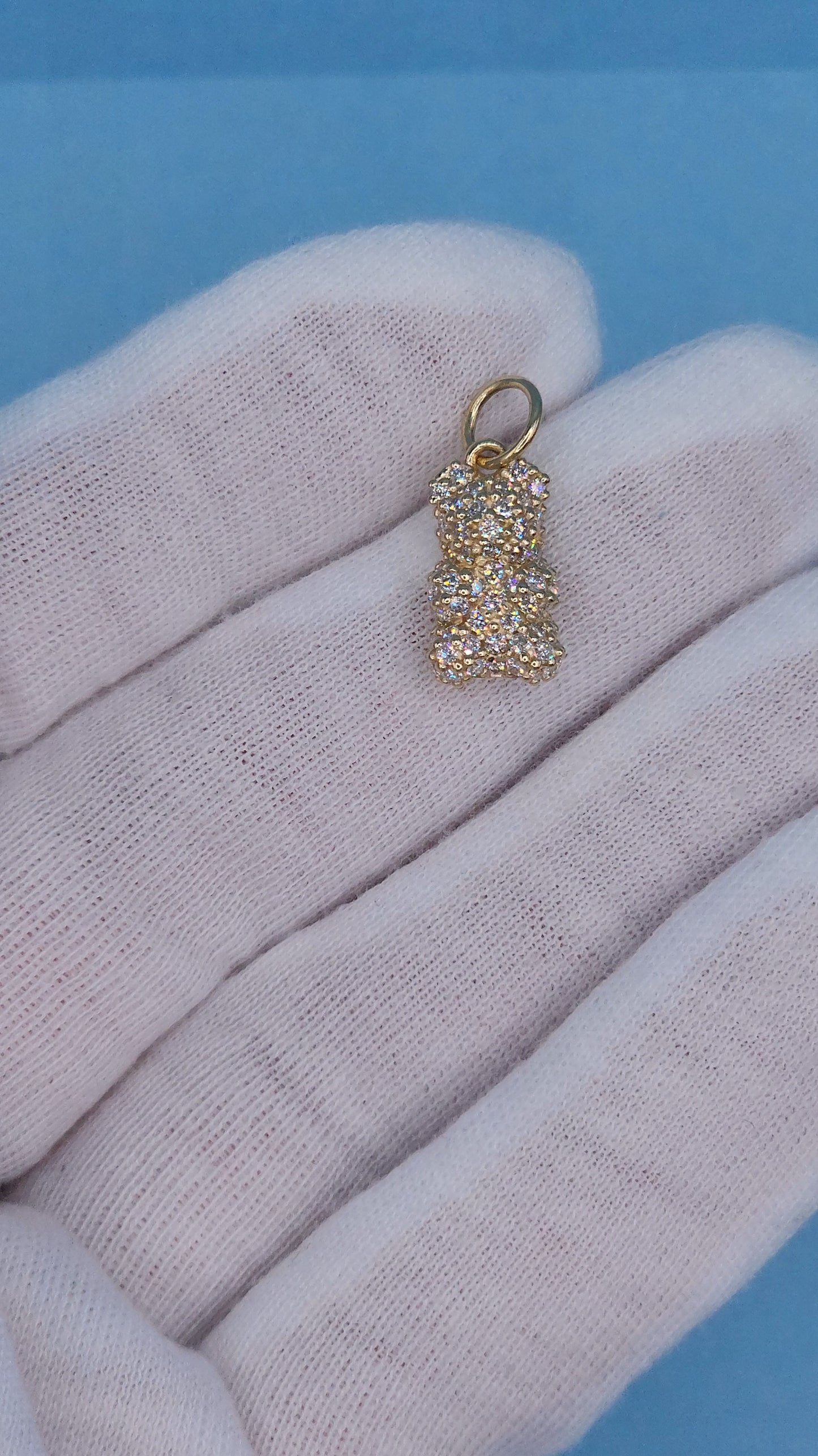 Sugar Gummy Bear Diamond Charm Necklace in Solid 14k Yellow Gold