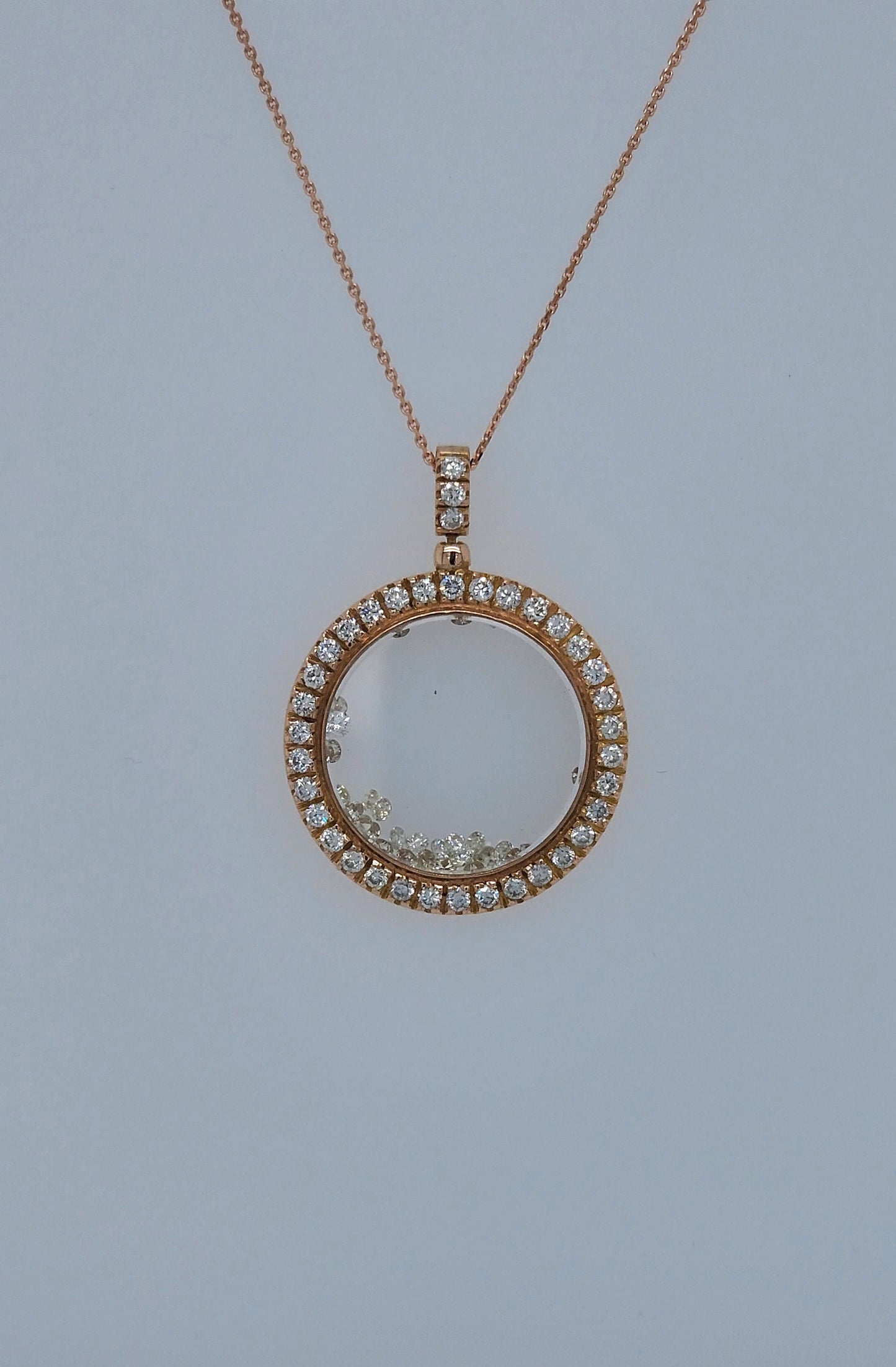 Kaleidoscope Design 0.80 ct Diamond Shaker Necklace in 18k Rose Gold