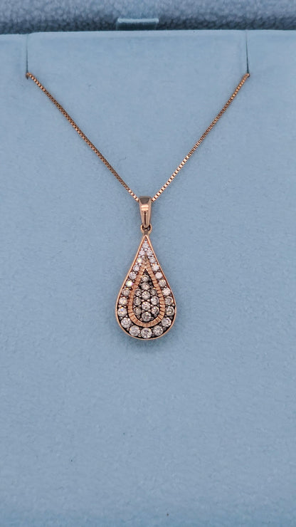 Teardrop Diamond Cluster Pendant Necklace in 10k Rose Gold 18"