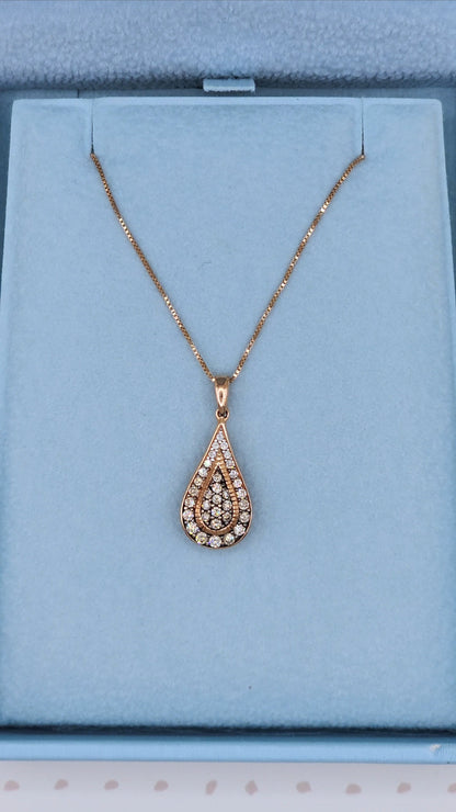 Teardrop Diamond Cluster Pendant Necklace in 10k Rose Gold 18"